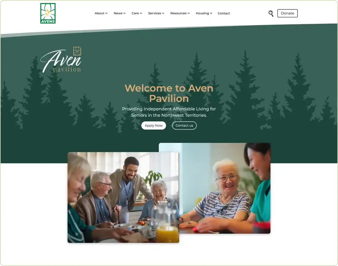 Sample screenshot of the Avens housing page.