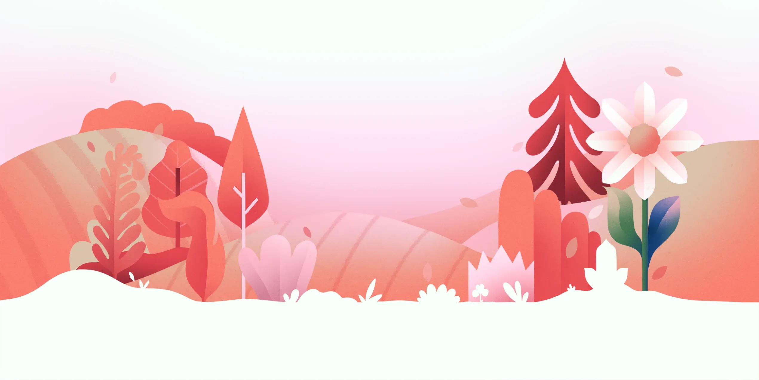 Soft, illustrated northern landscape featuring plants, trees and natural forms used as a background banner for the IWIC Virtual Resource Centre.