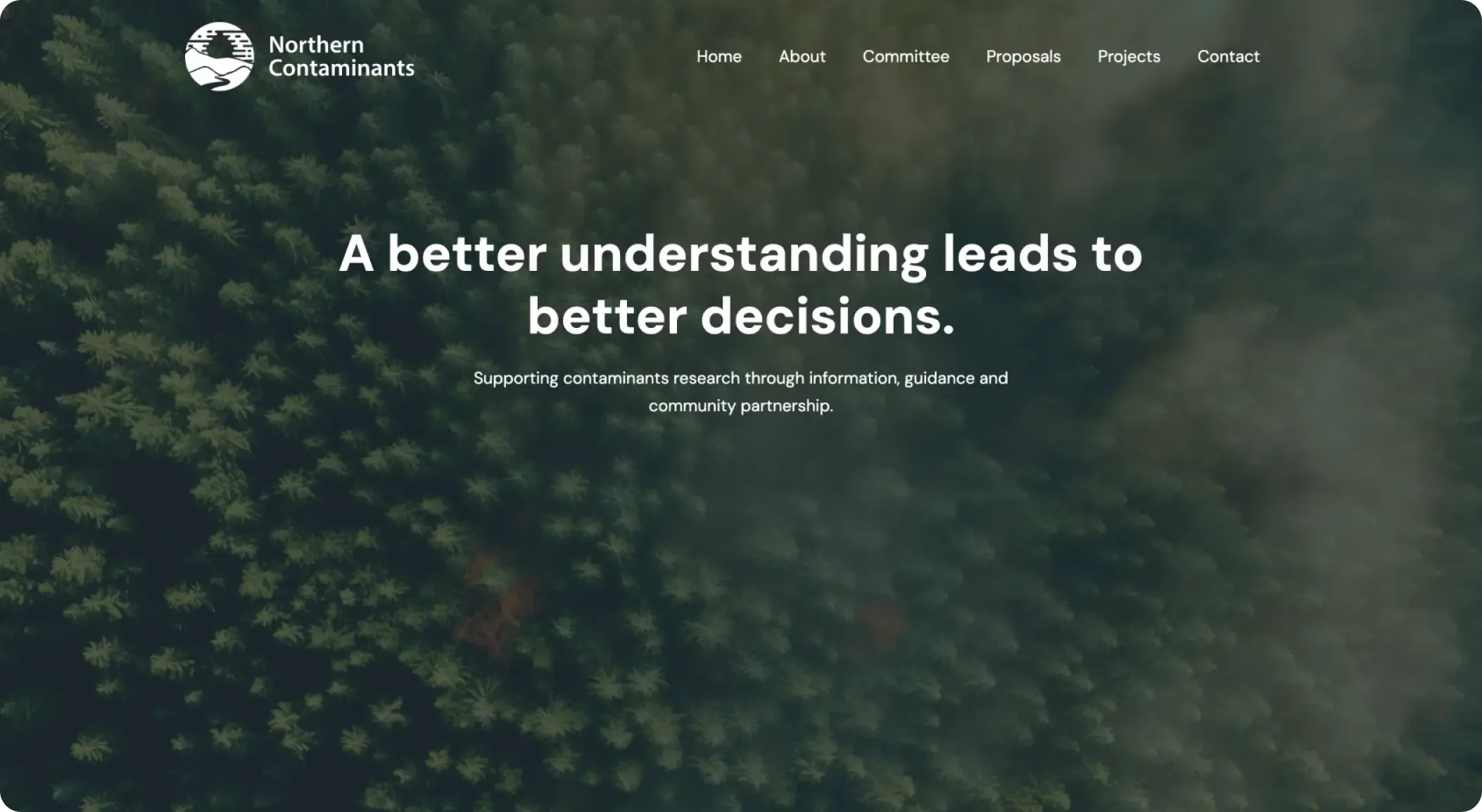 Sample screenshot of the Northern Contaminants Program website home page.