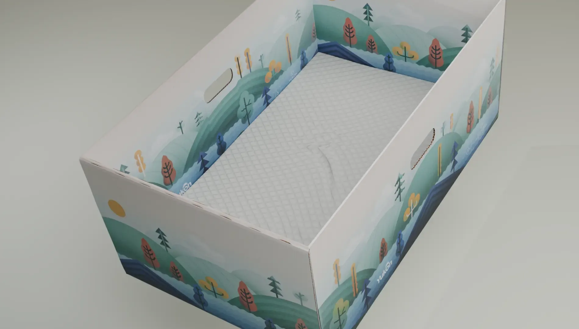 Photograph of the Yukon Baby Basket with the lid open.